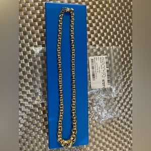 New Authentic Italian Viale 18k Yellow Gold Rolo Link Chunky Necklace